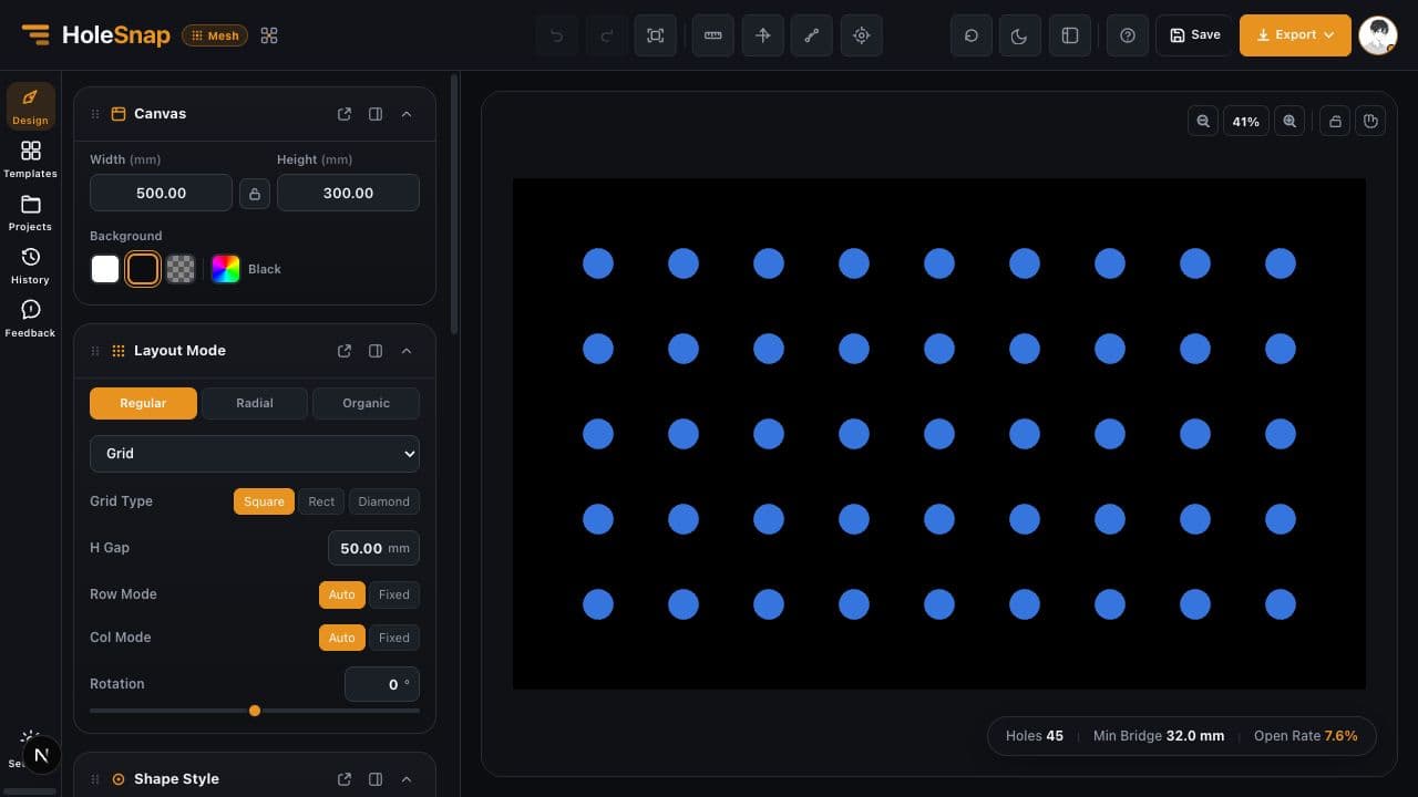 HoleSnap Mesh preview